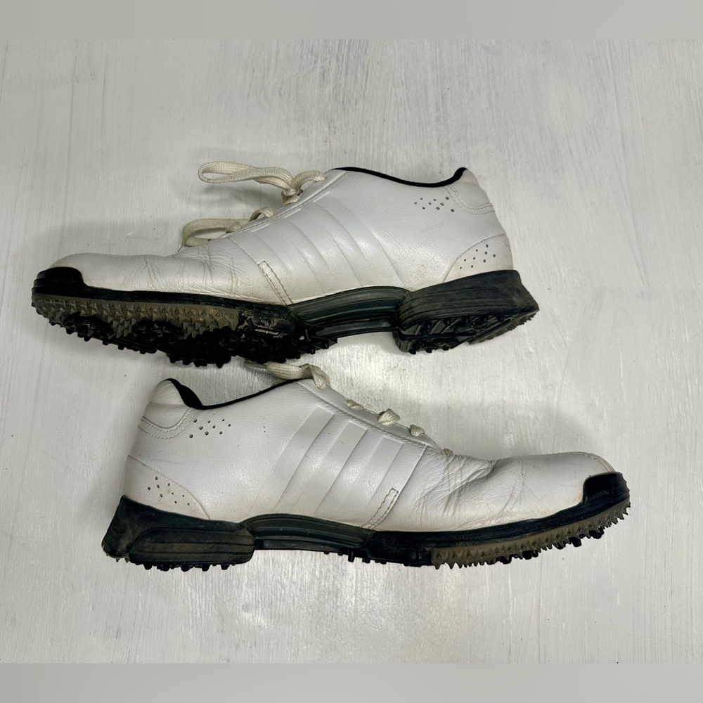 Adidas Greenstar Golf Shoes Men’s 9 – White Leather – Torsion System - Picture 3 of 9